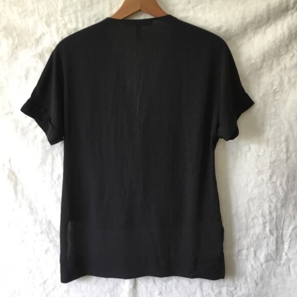 BCBGMaxAzria Black Drape Front Hi-Low Sheer Top - Picture 12 of 16